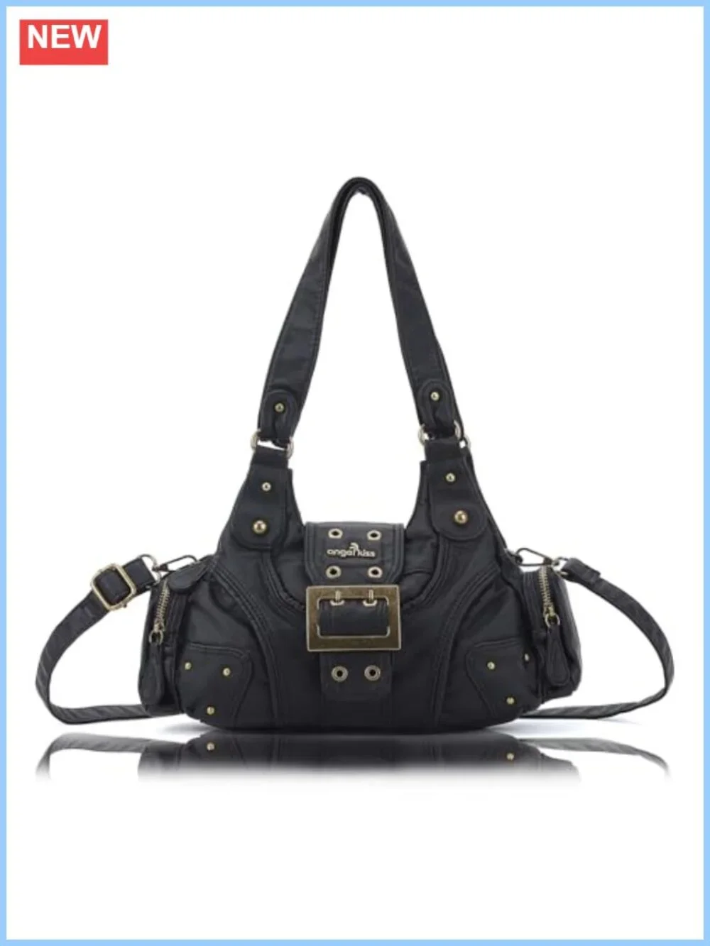 Vegan Leather Hobo Shoulder Bag Multi-Pocket Crossbody Purse